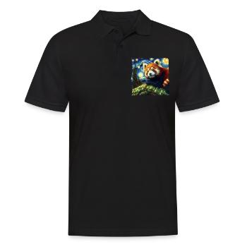 Panda roux Nuit étoilée - Polo Homme - noir - Devant - Kai (181cm)