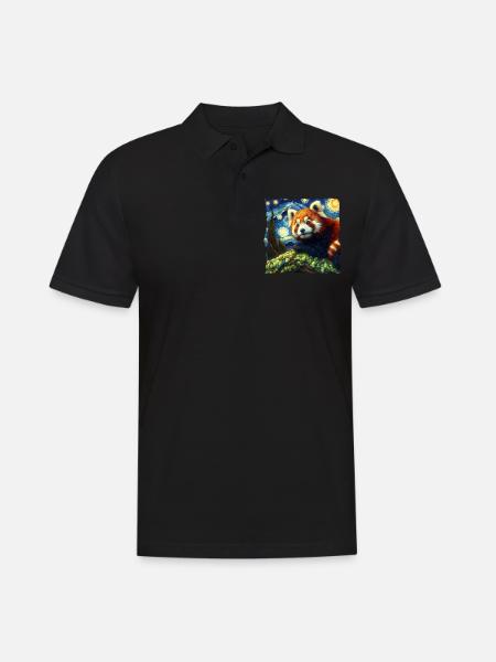 Red Panda Starry Night - Men's Polo Shirt - black