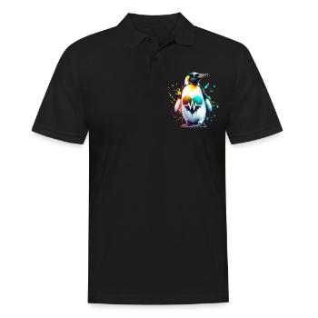 Galapagos Pinguin EKG - Männer Poloshirt - Schwarz - Vorne - Kai (181cm)
