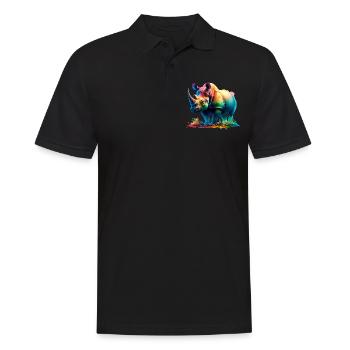 Rhino Nashorn - Men's Polo Shirt - black - Front - Kai (181cm)
