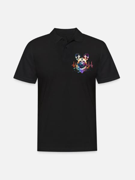Afrikanischer Wildhund EKG - Männer Poloshirt - Schwarz