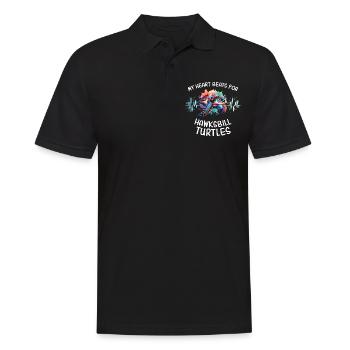 Karettschildkröte Herzlinie - Männer Poloshirt - Schwarz - Vorne - Kai (181cm)