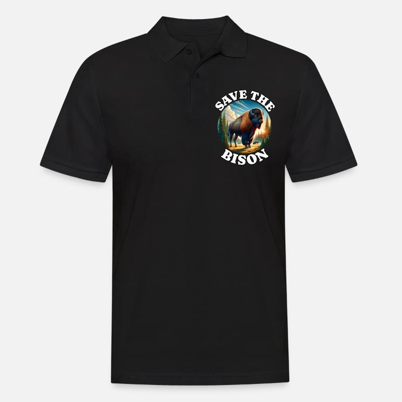 Bison Präriebison - Männer Poloshirt - Schwarz