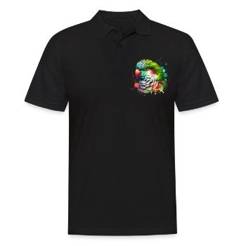 Motif Perruche Moine - Polo Homme - noir - Devant - Kai (181cm)