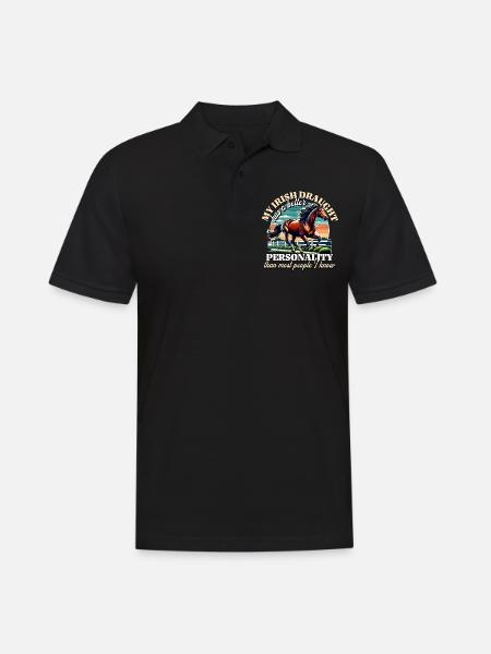 Irisches Zugpferd Sprüche Irish Draught - Männer Poloshirt - Schwarz