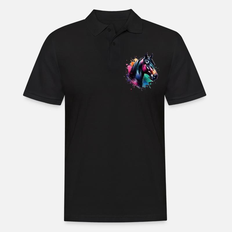 Irisches Zugpferd Motiv Pferd - Männer Poloshirt - Schwarz