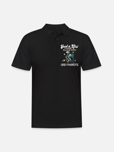 Graupapagei Mädchen Grey Parrot - Männer Poloshirt - Schwarz
