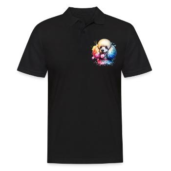Pudel Motiv - Männer Poloshirt - Schwarz - Vorne - Kai (181cm)
