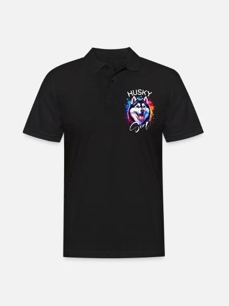 Husky Mädchen Schlittenhund - Männer Poloshirt - Schwarz