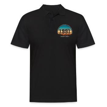 Vintage 1991 Limited Edition Retro Sonnenuntergang - Männer Poloshirt - Schwarz - Vorne - Kai (181cm)