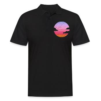 Coucher de soleil soirée nuages cadeau soleil été - Polo Homme - noir - Devant - Kai (181cm)
