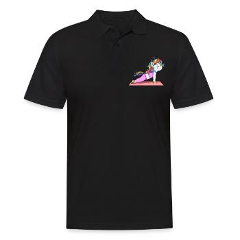 Einhorn Yoga Fitness Geschenk Sport Stretch Pose - Männer Poloshirt - Schwarz - Vorne - Kai (181cm)