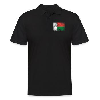 Madagascar Flag - Vintage Grunge - Men's Polo Shirt - black - Front - Kai (181cm)