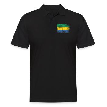 Gabon Flag - Vintage Grunge - Men's Polo Shirt - black - Front - Kai (181cm)