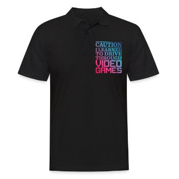 Attention J’ai appris à conduire à travers les jeux vidéo - Polo Homme - noir - Devant - Kai (181cm)
