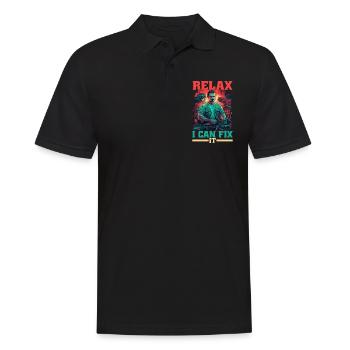 Relax I Can Fix It 17 - Men's Polo Shirt - black - Front - Kai (181cm)