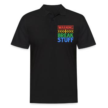 Warning I Break Stuff 6 - Männer Poloshirt - Schwarz - Vorne - Kai (181cm)