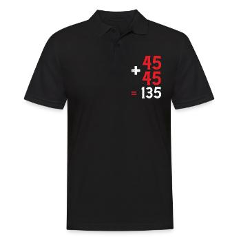 45 + 45 = 135 28 - Men's Polo Shirt - black - Front - Kai (181cm)