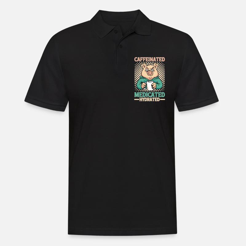 Caffeinated Medicated Hydrated - Männer Poloshirt - Schwarz