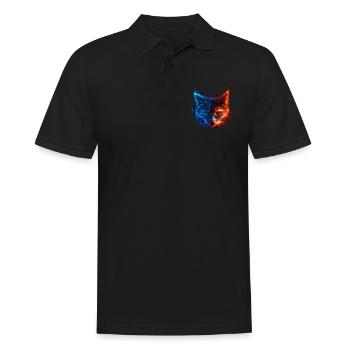 Chat rouge et bleu Art animalier féroce et vif - Polo Homme - noir - Devant - Kai (181cm)