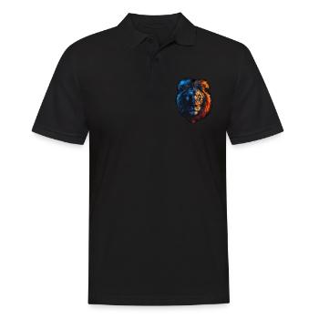 Lion rouge et bleu : art animalier féroce et vif - Polo Homme - noir - Devant - Kai (181cm)