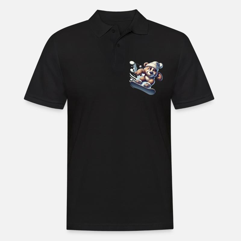 Cute Snowboarder Bear - Männer Poloshirt - Schwarz