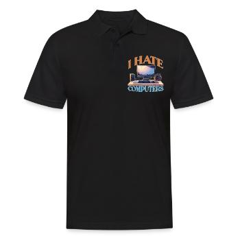 I Hate Computers 2 - Männer Poloshirt - Schwarz - Vorne - Kai (181cm)