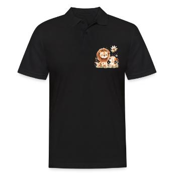 Cute Lion And Dog Friends - Männer Poloshirt - Schwarz - Vorne - Kai (181cm)