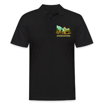 Dogscooting Bikejöring Zughundesport Design - Männer Poloshirt - Schwarz - Vorne - Kai (181cm)