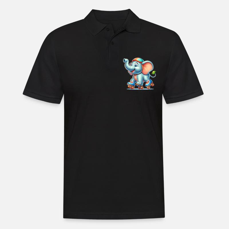 Cute Inline Skater Elephant - Männer Poloshirt - Schwarz