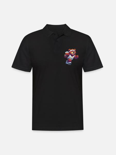 Cute Marathon Runner Bear - Men's Polo Shirt - black