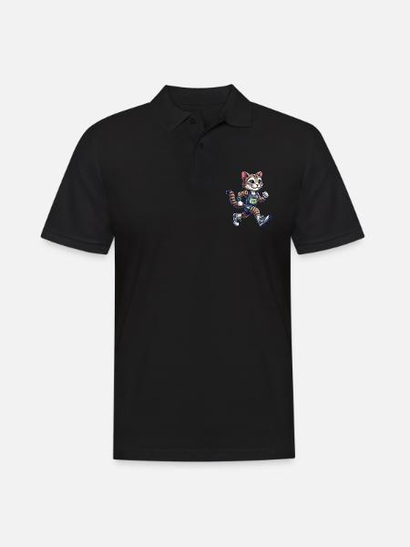 Chat marathonien mignon - Polo Homme - noir