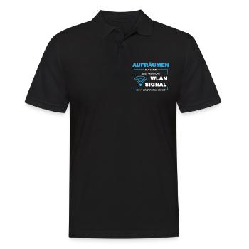 Wlan wifi Signal Aufräumen putzen - Männer Poloshirt - Schwarz - Vorne - Kai (181cm)