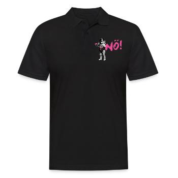 Girlpower Protest-Shirt NÖ! - Männer Poloshirt - Schwarz - Vorne - Kai (181cm)