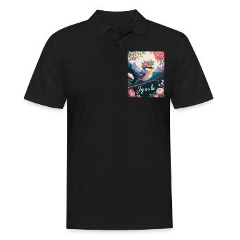 Floral Bird Joy Is a Lie Aesthetic Humor Design - Men's Polo Shirt - black - Front - Kai (181cm)
