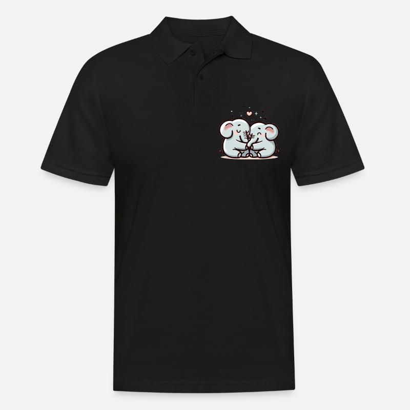 Deux éléphants amoureux - Polo Homme - noir