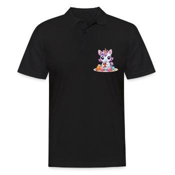EINHORN SÜßIGKEITEN - Männer Poloshirt - Schwarz - Vorne - Kai (181cm)