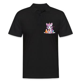 EINHORN SÜßIGKEITEN - Männer Poloshirt - Schwarz - Vorne - Kai (181cm)