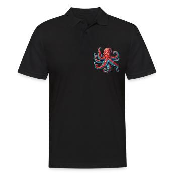 OCTOPUS GRAPHIC KRAKEN DESIGNS - Männer Poloshirt - Schwarz - Vorne - Kai (181cm)
