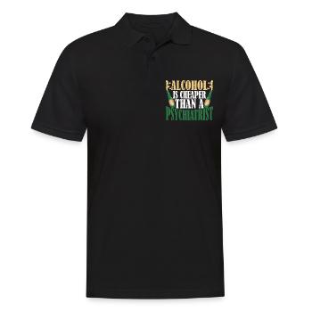 Alcohol Is Cheaper Than A Psychiatrist 3 - Männer Poloshirt - Schwarz - Vorne - Kai (181cm)