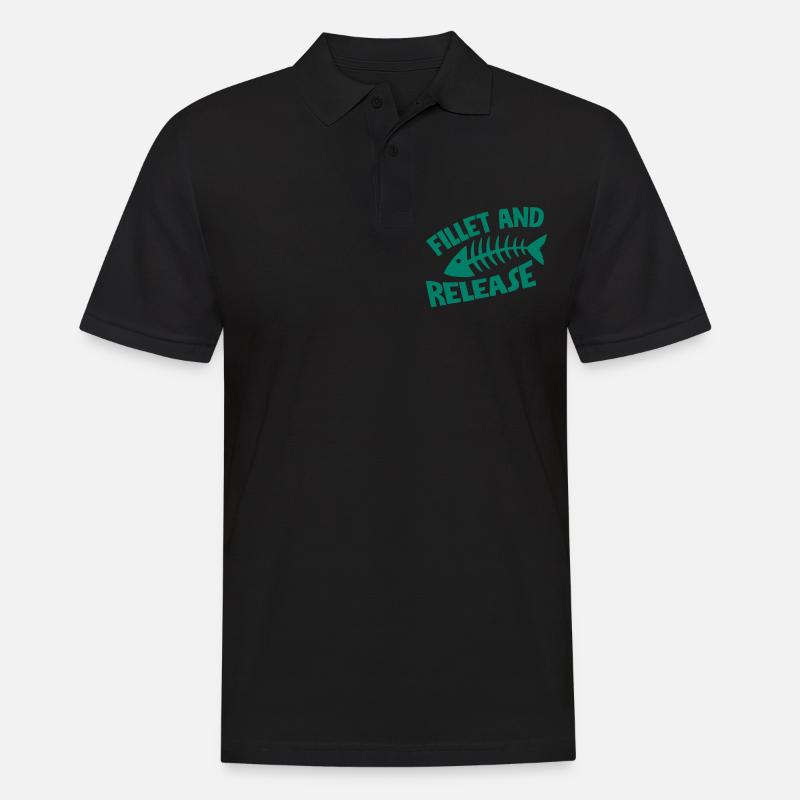 Fillet And Release - Männer Poloshirt - Schwarz