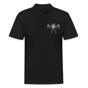 Rainbow Tiger Squatting In The Gym - Männer Poloshirt - Schwarz - Vorne - Kai (181cm)