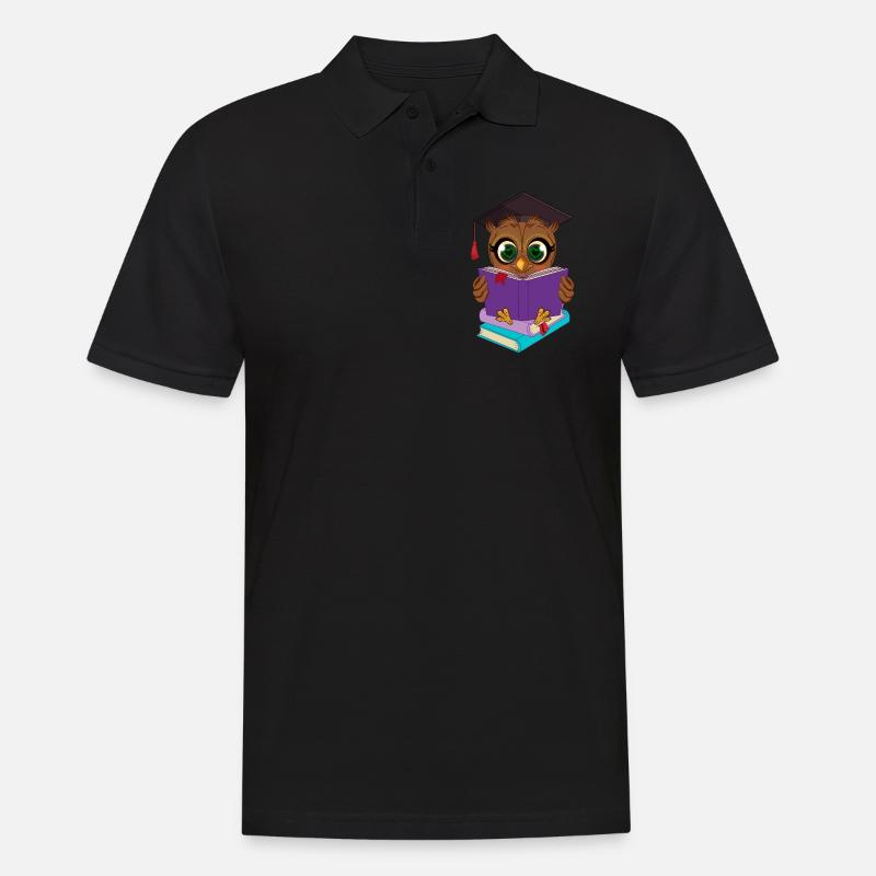 Büchereule Leseeule - Männer Poloshirt - Schwarz