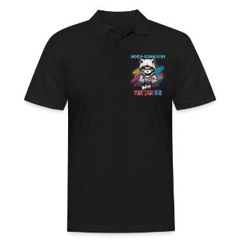 Bonjour? Glace très mince ! Humour, Spaß, Fun, - Polo Homme - noir - Devant - Kai (181cm)