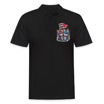 LOVE WINS ALWAYS. Wolves, Wolf, Heart, In Love, - Men's Polo Shirt - black - Front - Kai (181cm)