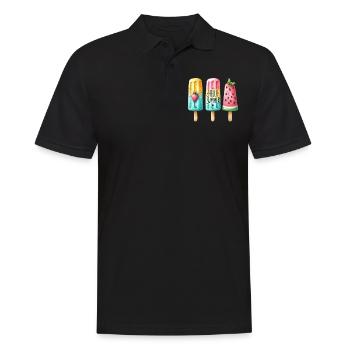 Hello Summer. Happy Popsicle Design, Ice Cream, - Men's Polo Shirt - black - Front - Kai (181cm)