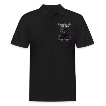Respawn Like a Cat - Nine Lives Gamer Cat Design - Men's Polo Shirt - black - Front - Kai (181cm)