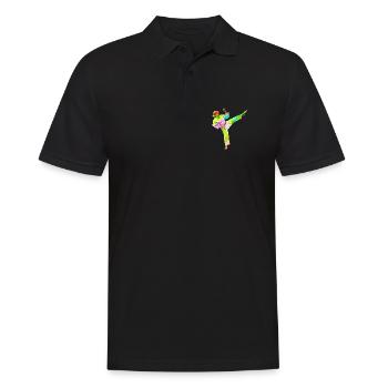 Bunte Karateka - Männer Poloshirt - Schwarz - Vorne - Kai (181cm)