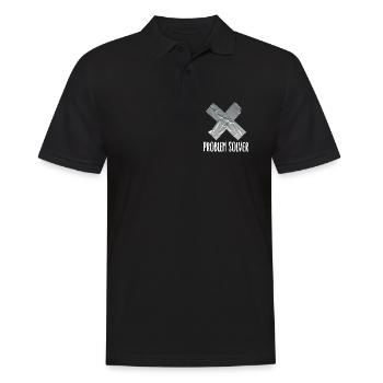 Problem solver lustig Klebeband Mann Vater - Männer Poloshirt - Schwarz - Vorne - Kai (181cm)