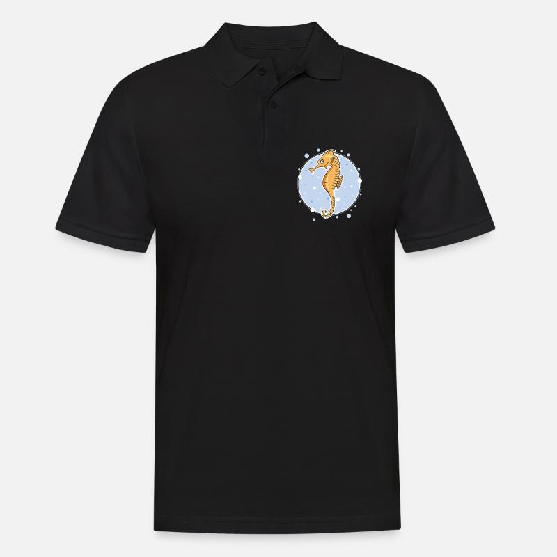 Seepferdchen - Männer Poloshirt - Schwarz
